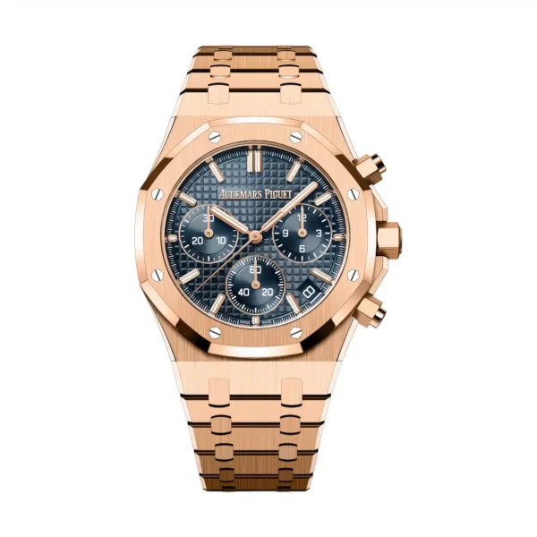 Royal Oak Blue Dial Pink Gold Bracelet Watch for sale