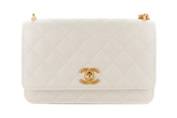 Chanel wallet on chain white caviar gold hardware for sale usa