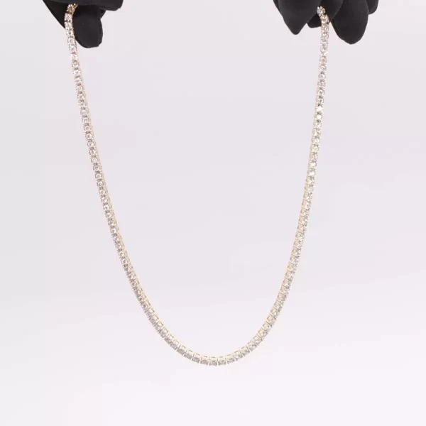 Yellow Gold Tennis 10 pointer Diamond Chain 17 inch 14k