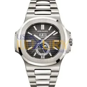 Men Patek Philippe Nautilus 40.5mm Stainless Steel Grey Dial Watch